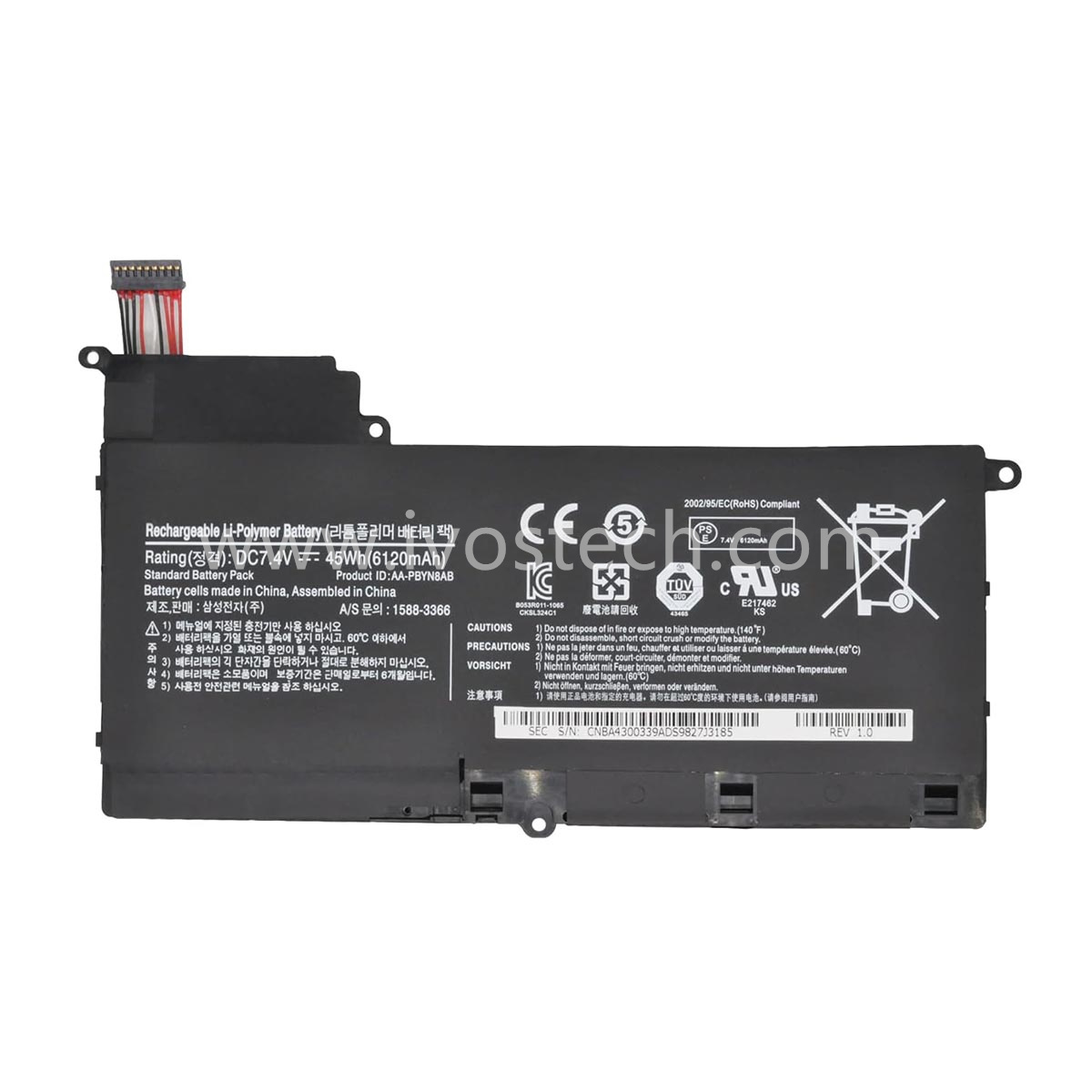 AA-PBYN8AB 45Wh 7.4V Laptop Battery Notebook Battery Replacement for Samsung NP530U4B NP530U4B-A01US NP530U4B-A02UK NP530U4B-S01PL NP530U4B-S03CN Series