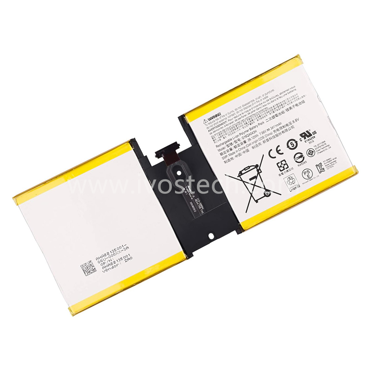 7.66V 26.12Wh G16QA043H Battery Replacement for Microsoft Surface Go 1824 4415Y Tablet PC