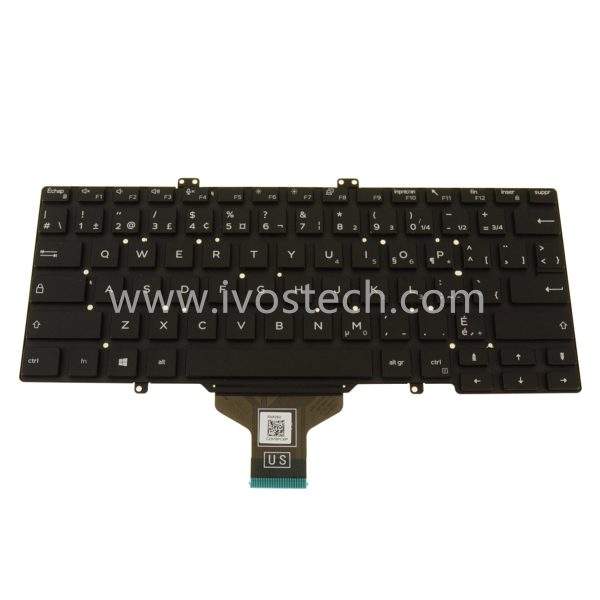 H3FN9 0H3FN9 French Canadian Laptop Internal Keyboard - Single Point - for Dell Latitude 7400 5400 5401 5410