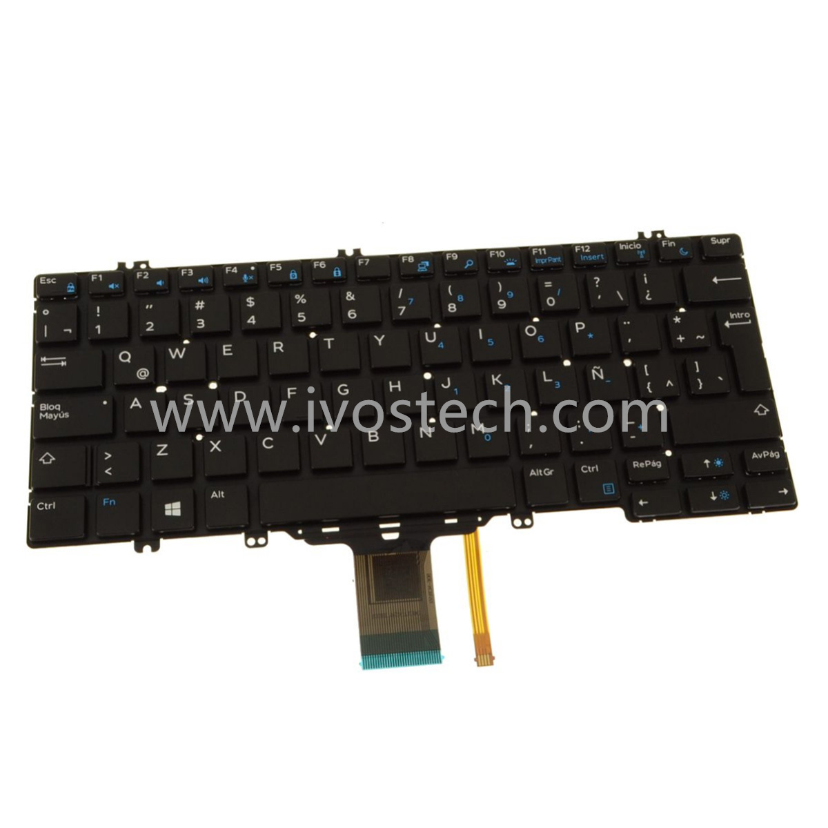 W6T39 0W6T39 Spanish Laptop Keyboard with Backlight Replacement for Dell Latitude 5289 7280 5280 7380