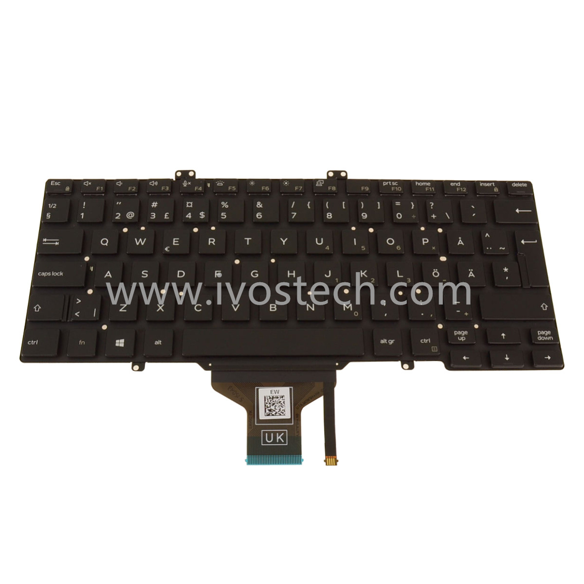 Y553V 0Y553V Laptop Internal Keyboard with Backlit Finland Sweden Keyboard Replacement for Dell Latitude 7400